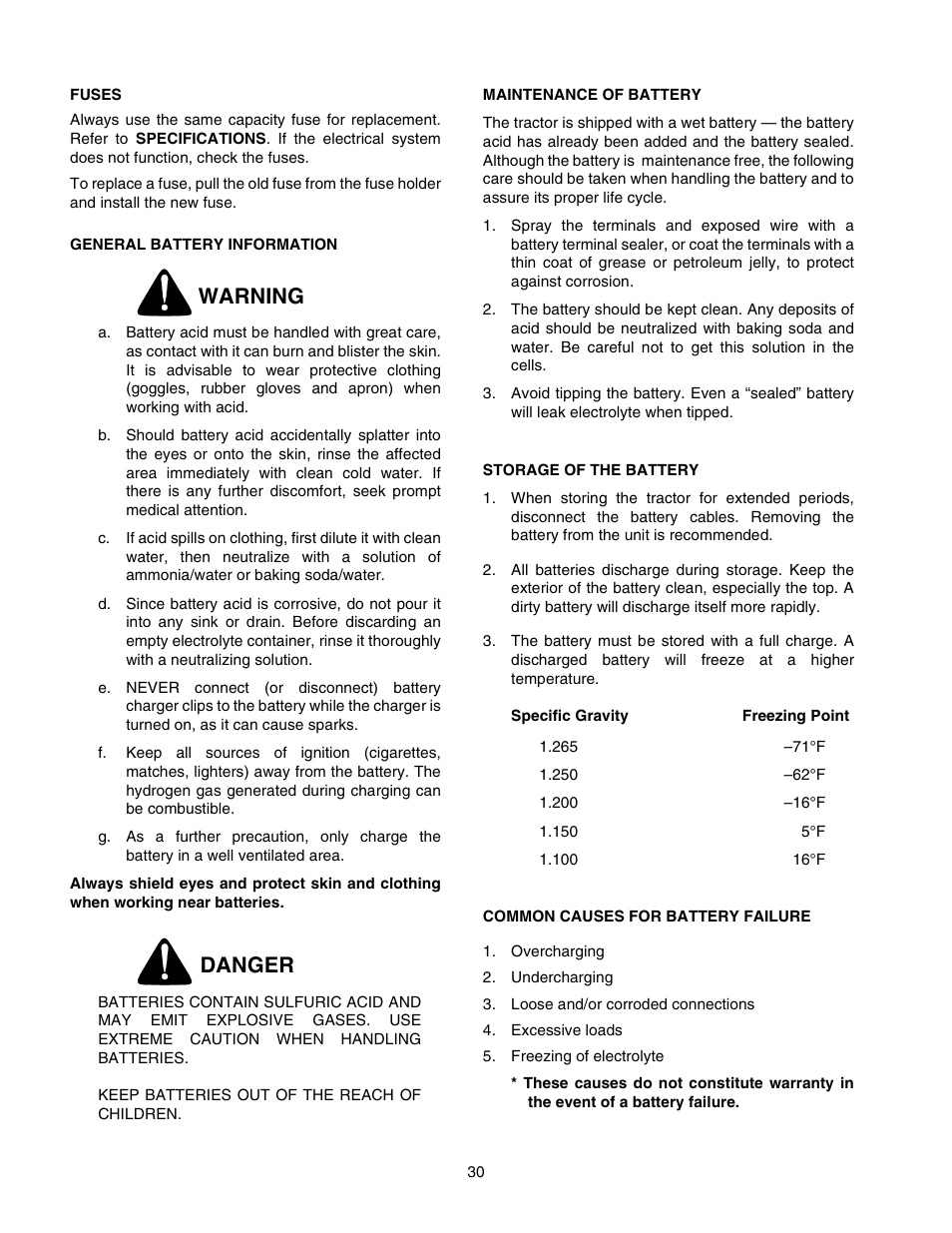 Warning, Danger | Cub Cadet 2206 User Manual | Page 30 / 60