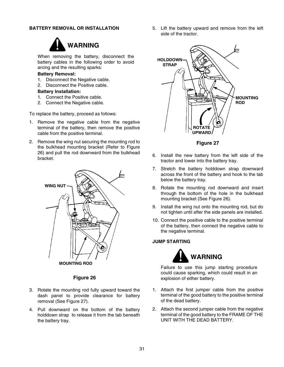 Warning | Cub Cadet 2206 User Manual | Page 31 / 60