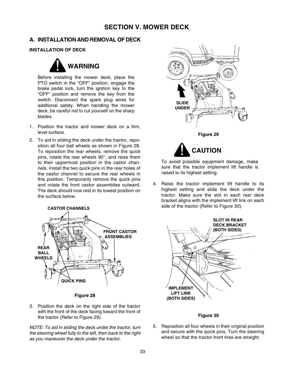 Warning, Caution | Cub Cadet 2206 User Manual | Page 33 / 60