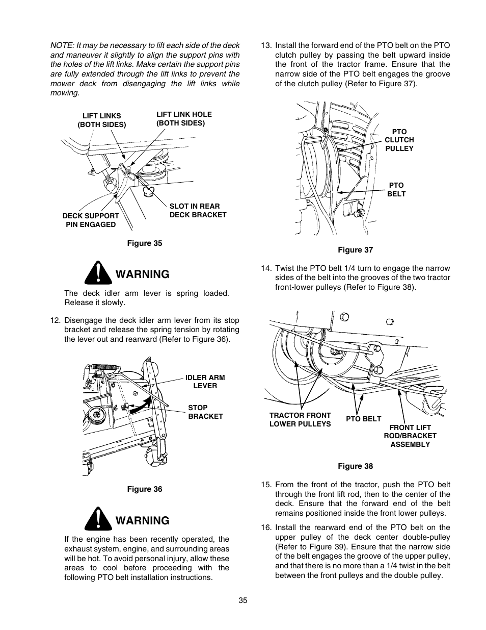 Warning | Cub Cadet 2206 User Manual | Page 35 / 60