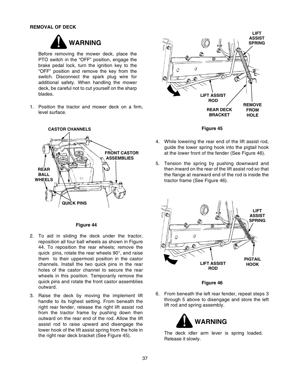 Warning | Cub Cadet 2206 User Manual | Page 37 / 60