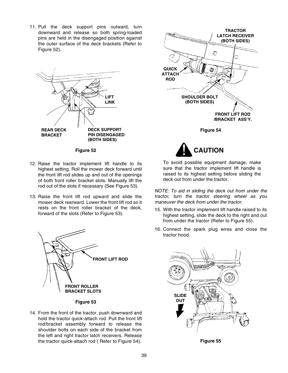 Caution | Cub Cadet 2206 User Manual | Page 39 / 60