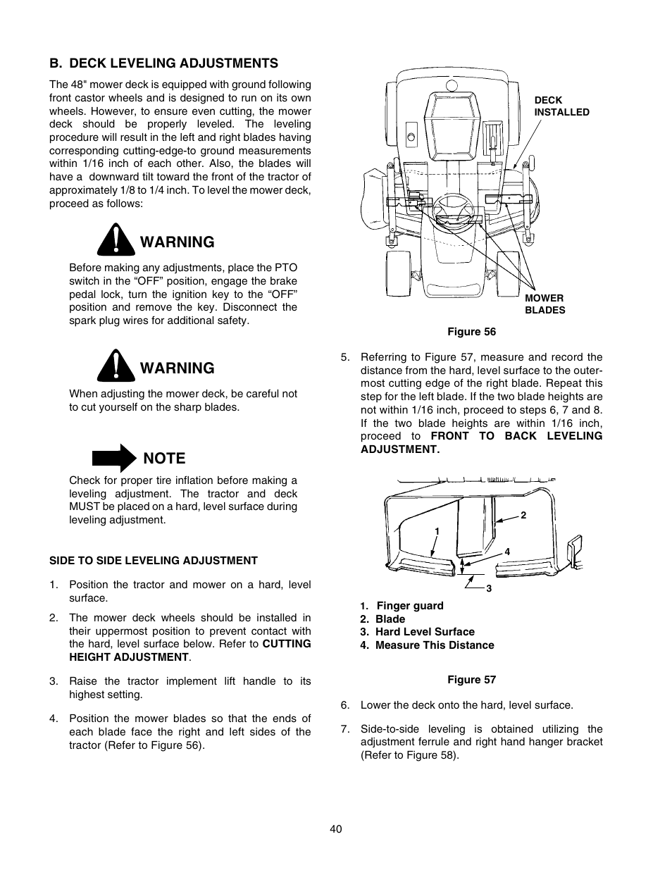 Warning | Cub Cadet 2206 User Manual | Page 40 / 60
