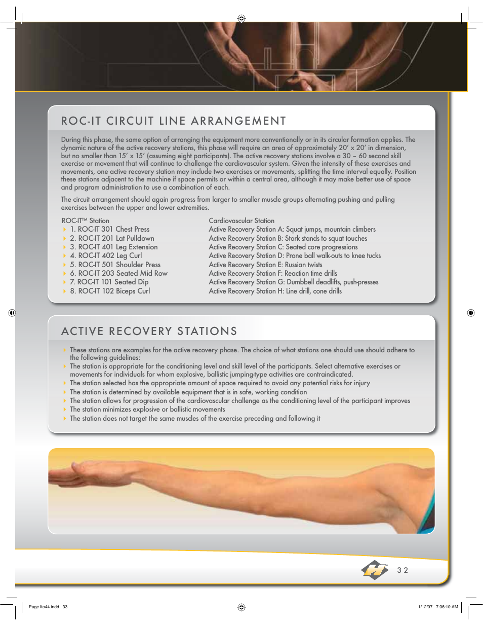 Roc-it circuit line arrangement, Active recovery s tations | Hoist Fitness ROC-IT User Manual | Page 33 / 45