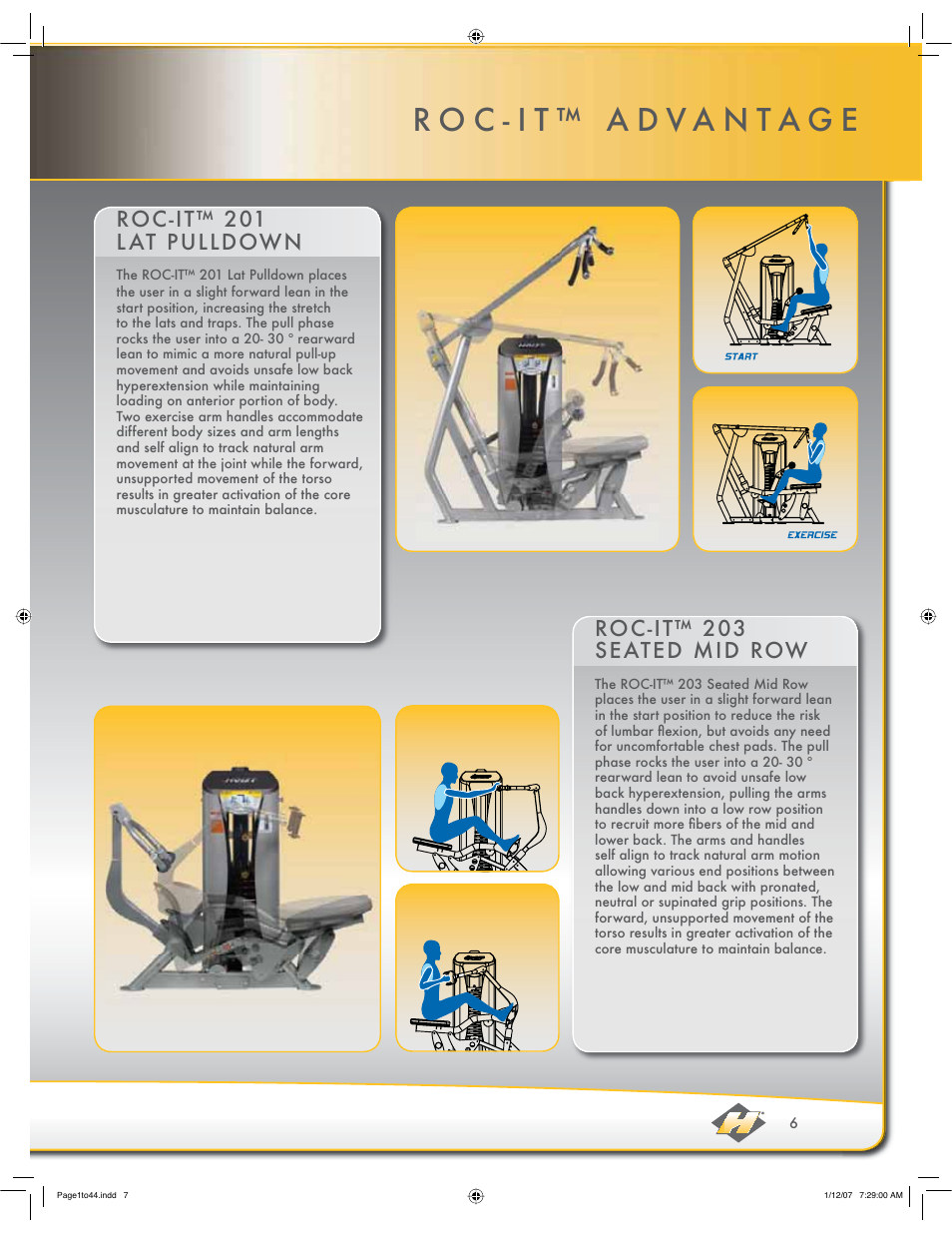 Roc-it™ 203 seated mid row, Roc-it™ 201 l at pulldown | Hoist Fitness ROC-IT User Manual | Page 7 / 45