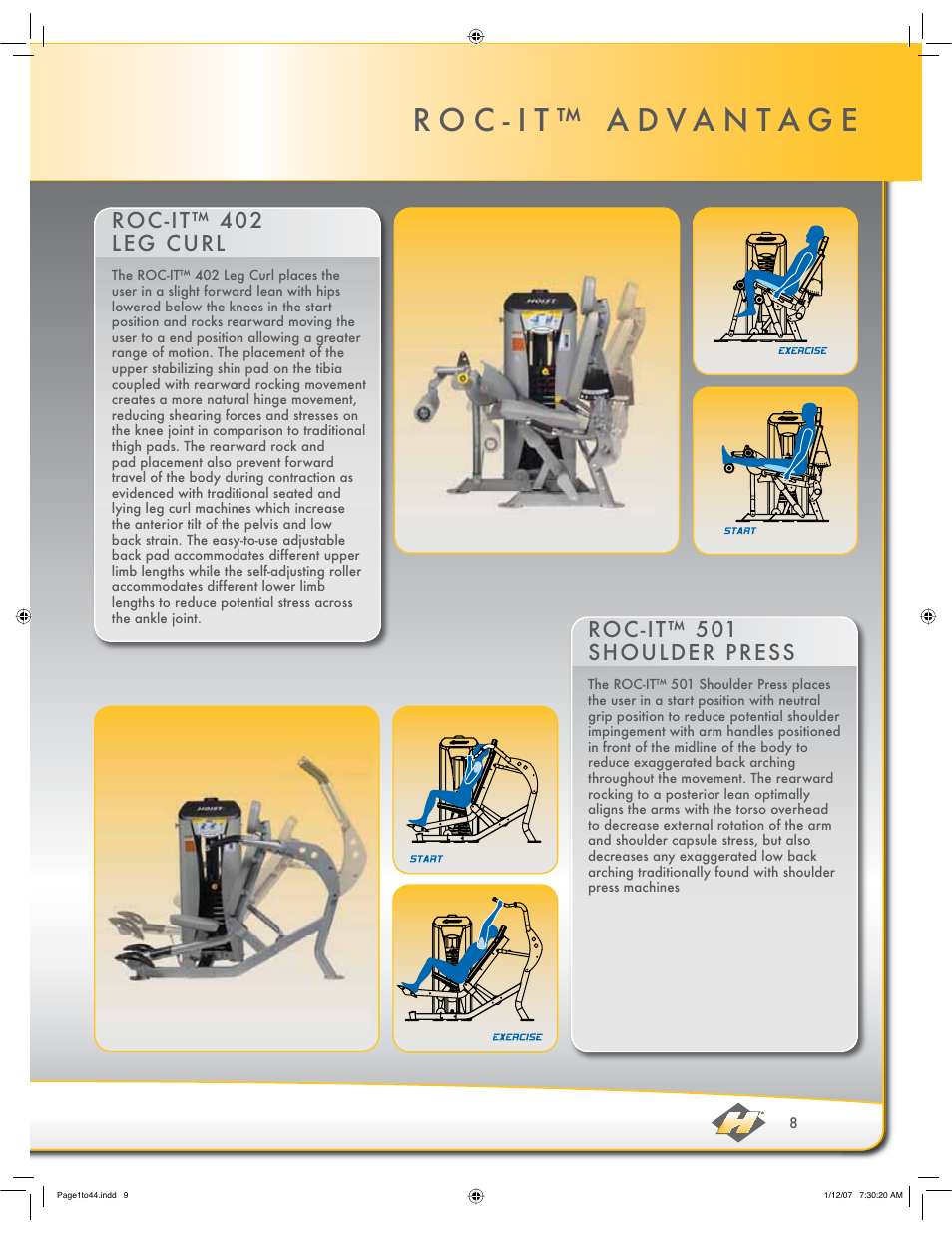 Roc-it™ 402 leg curl, Roc-it™ 501 shoulder press | Hoist Fitness ROC-IT User Manual | Page 9 / 45