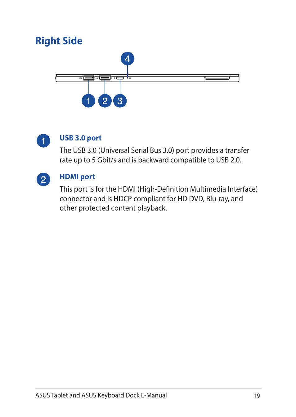 Right side | Asus Transformer 3 Pro T303UA User Manual | Page 19 / 108