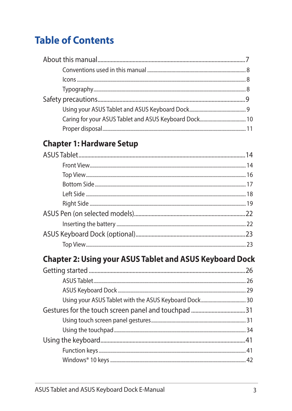 Asus Transformer 3 Pro T303UA User Manual | Page 3 / 108