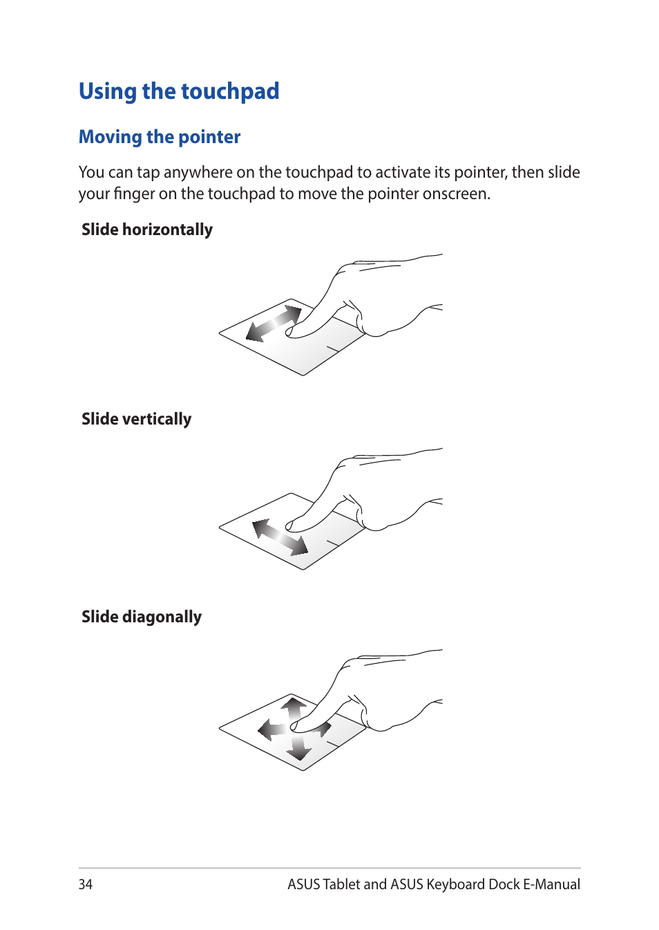 Using the touchpad | Asus Transformer 3 Pro T303UA User Manual | Page 34 / 108