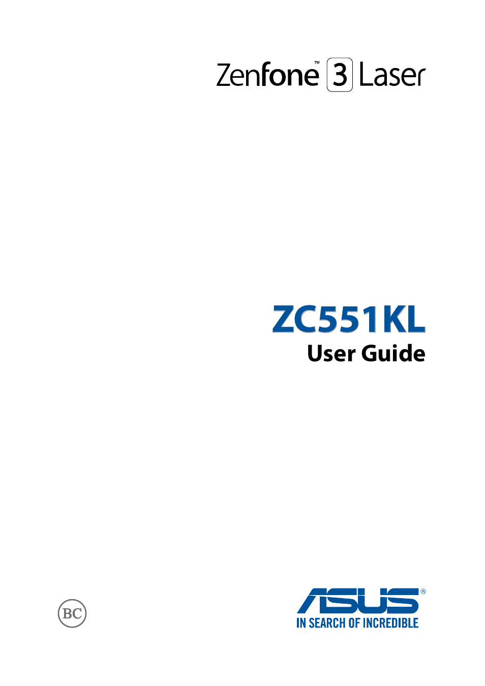Asus ZenFone 3 Laser ZC551KL User Manual | 117 pages