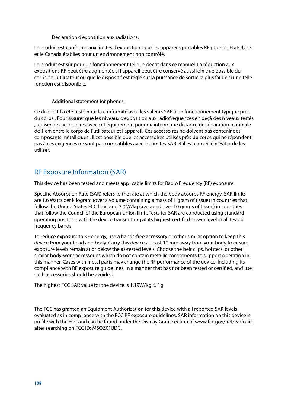 Rf exposure information (sar) | Asus ZenFone 3 Laser ZC551KL User Manual | Page 108 / 117