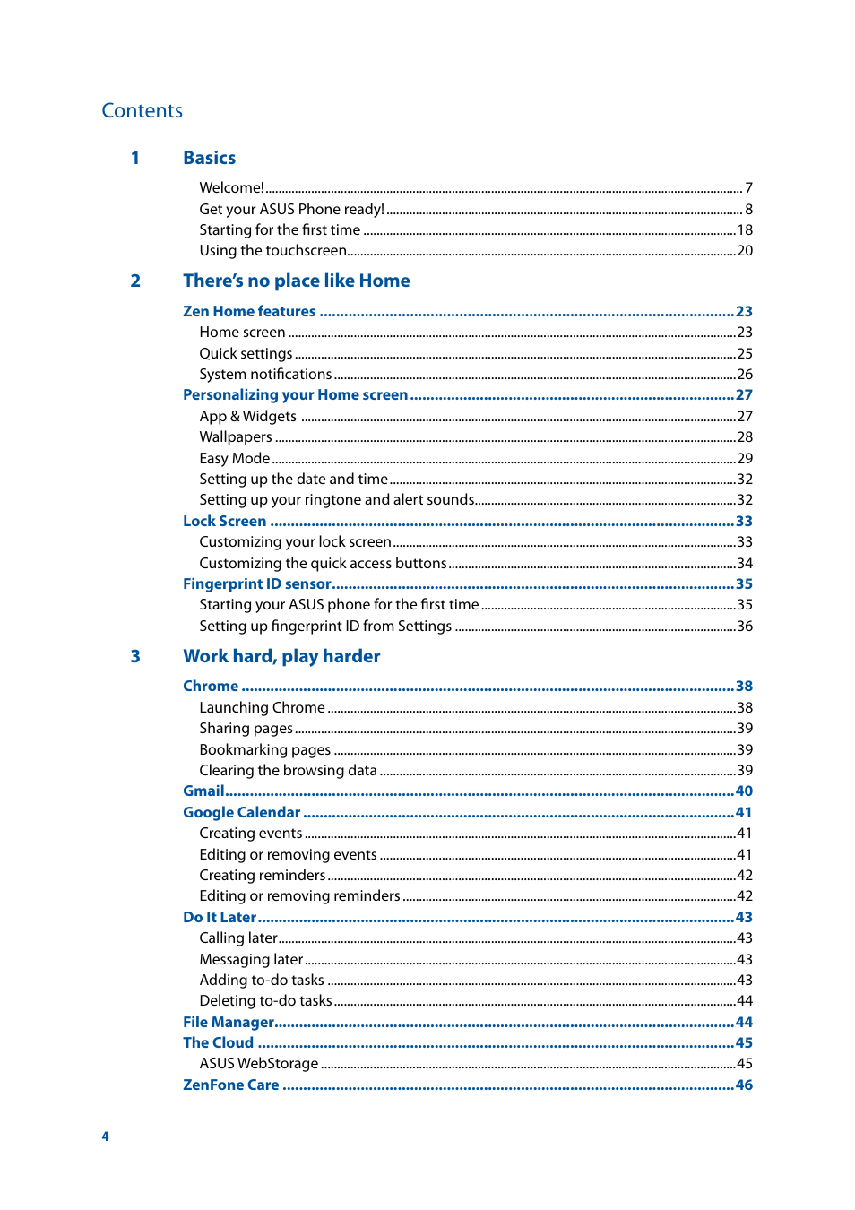 Asus ZenFone 3 Laser ZC551KL User Manual | Page 4 / 117