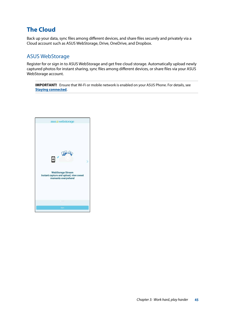 The cloud, Asus webstorage | Asus ZenFone 3 Laser ZC551KL User Manual | Page 45 / 117