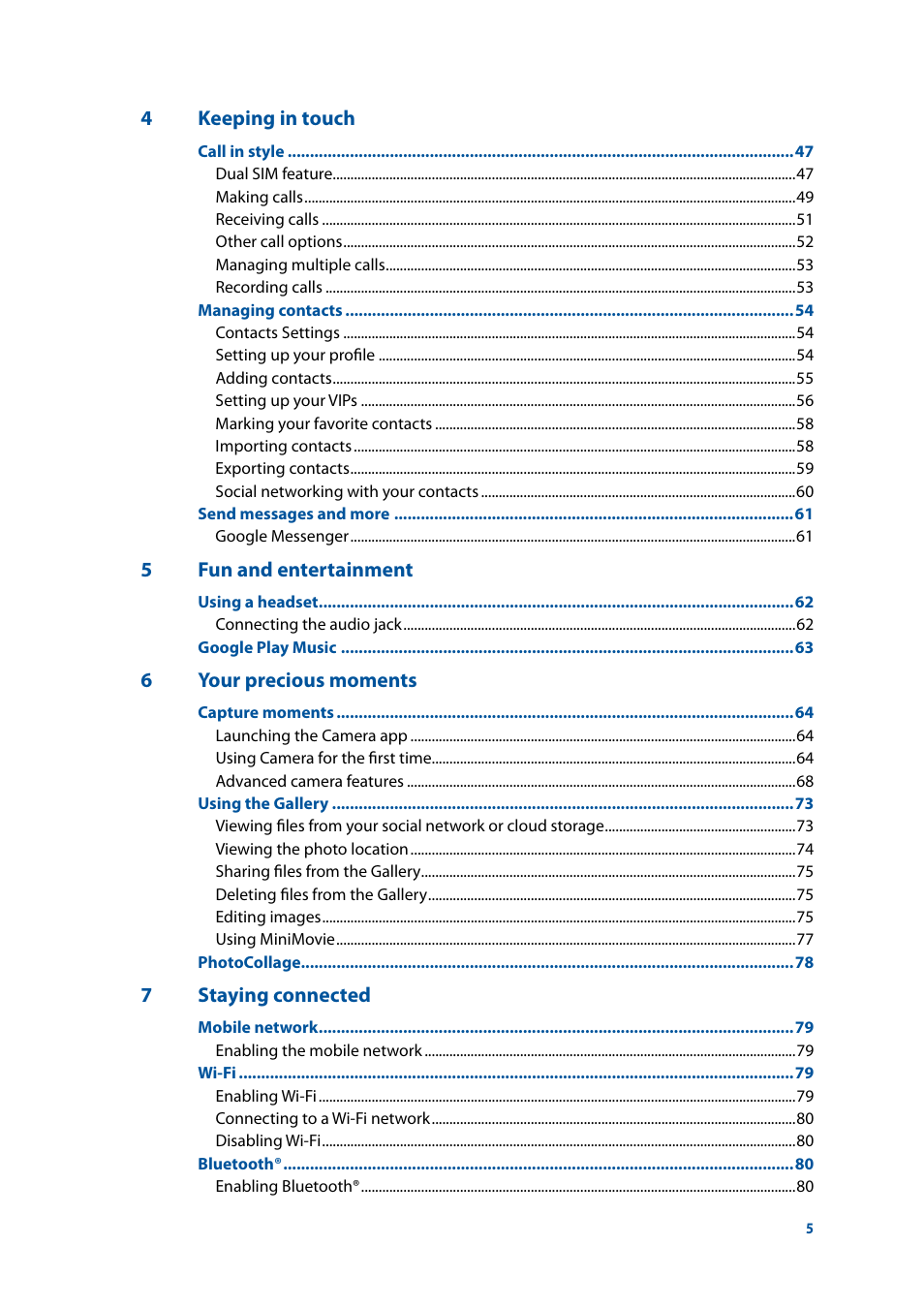 Asus ZenFone 3 Laser ZC551KL User Manual | Page 5 / 117