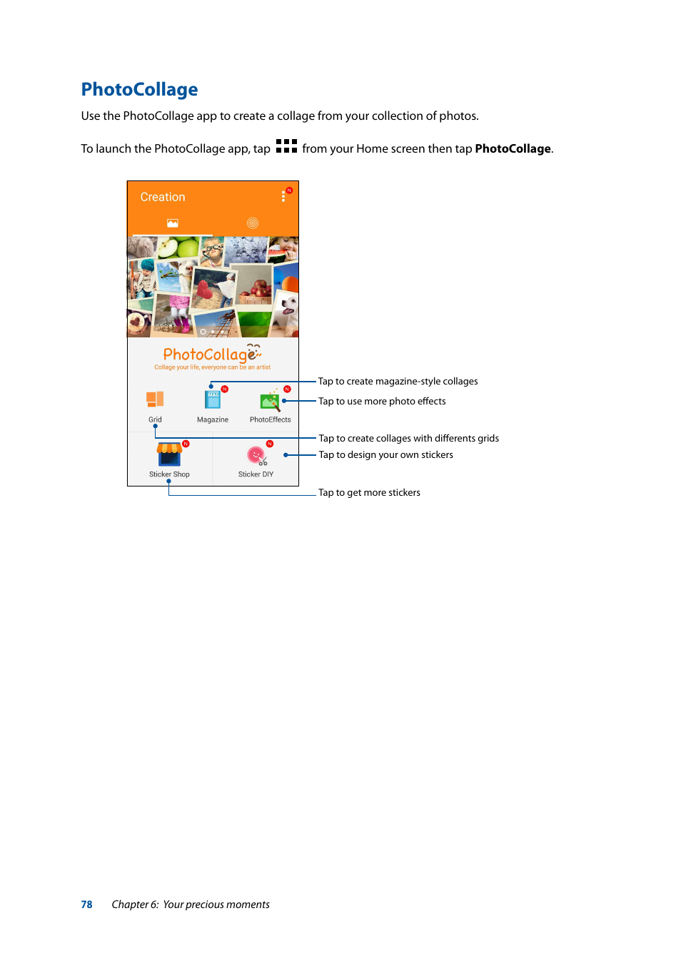 Photocollage | Asus ZenFone 3 Laser ZC551KL User Manual | Page 78 / 117