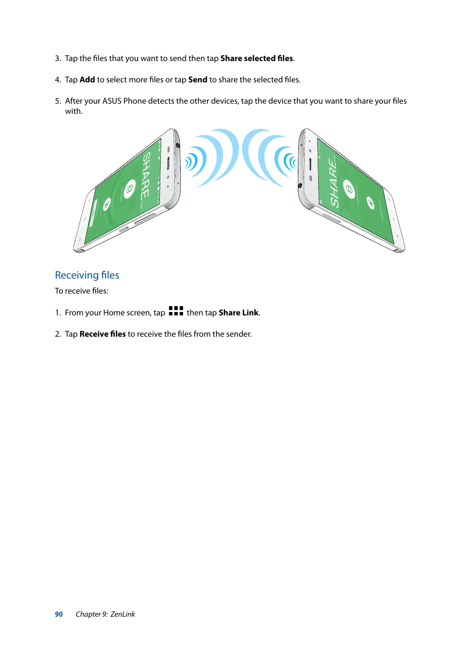 Receiving files | Asus ZenFone 3 Laser ZC551KL User Manual | Page 90 / 117