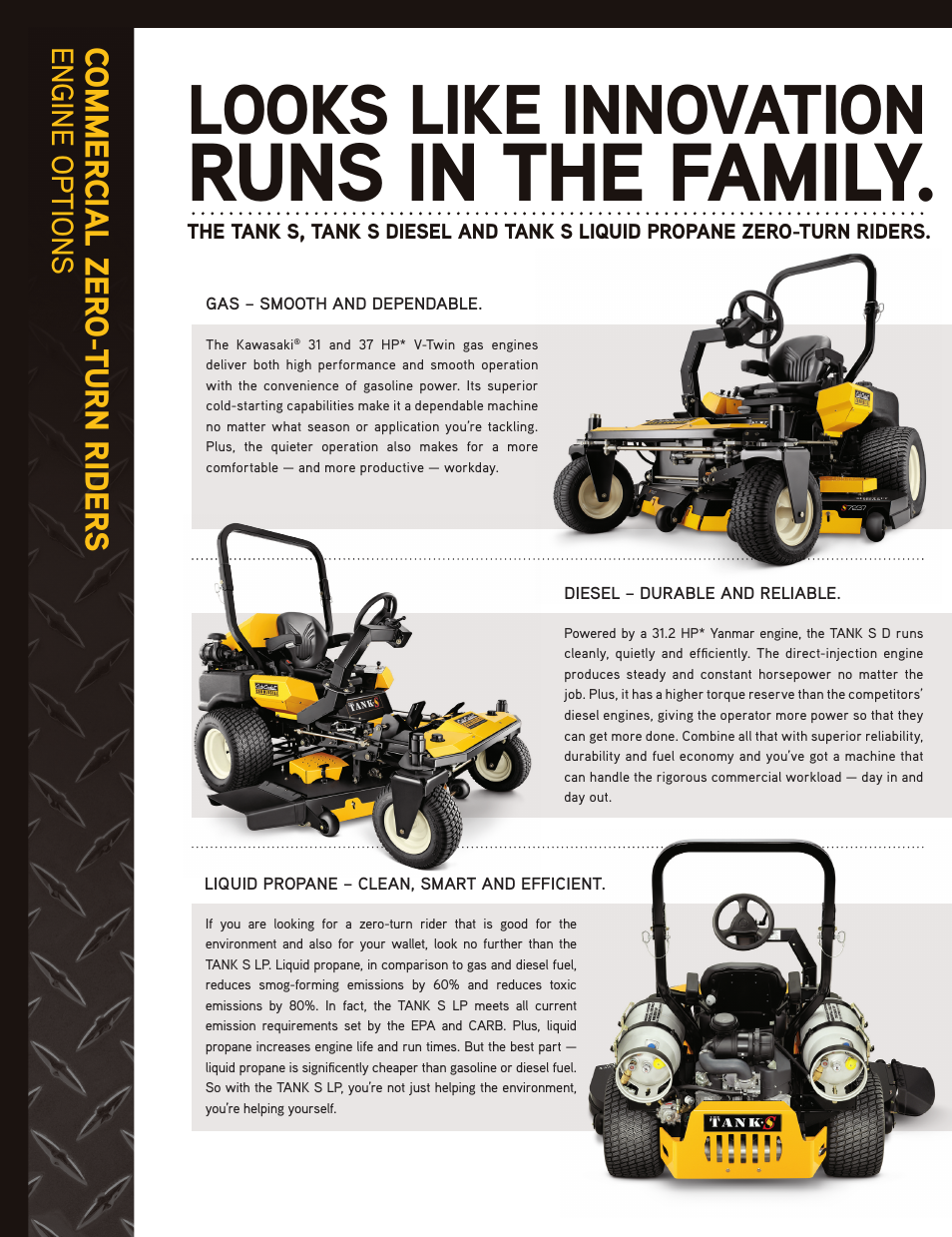 Runs in the family, Looks like innovation, Co m m er cia l z er o -t u rn ri d er s | Cub Cadet 6031 User Manual | Page 2 / 4