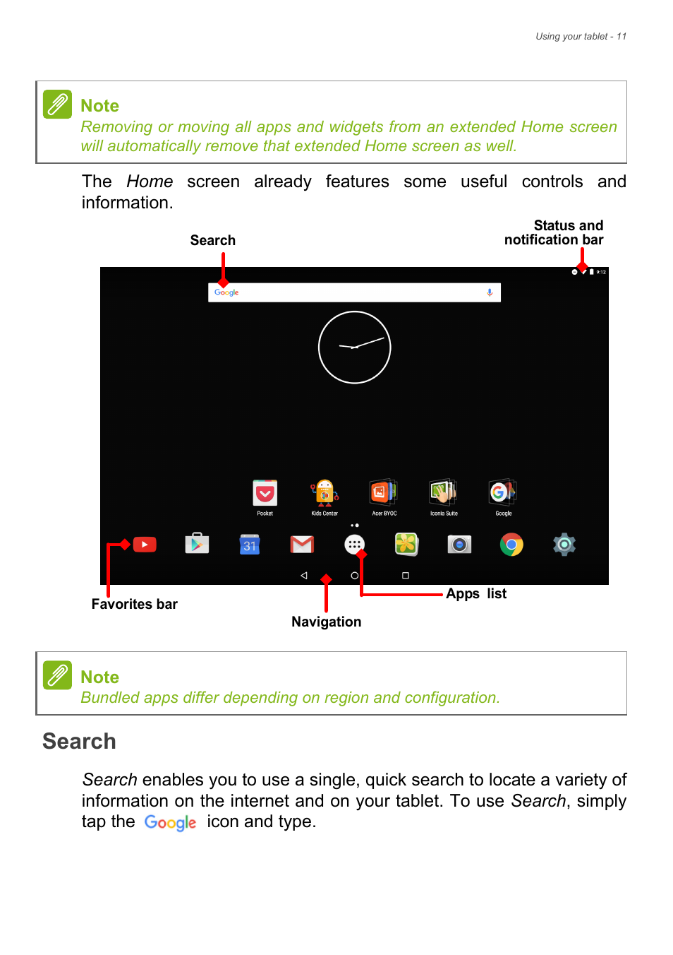 Search | Acer Iconia Tab 10 A3-A40 User Manual | Page 11 / 57