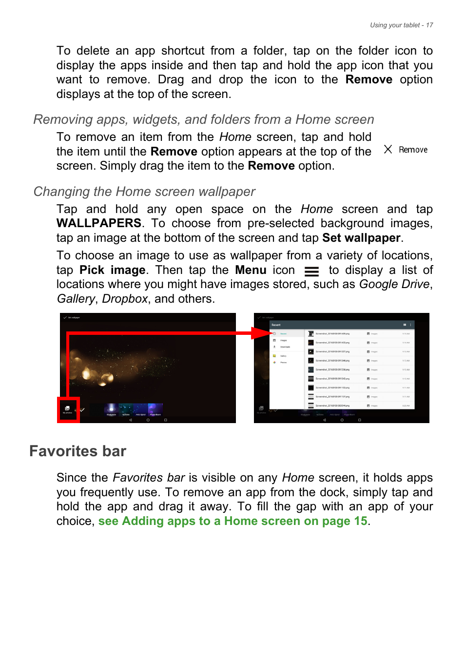 Favorites bar | Acer Iconia Tab 10 A3-A40 User Manual | Page 17 / 57