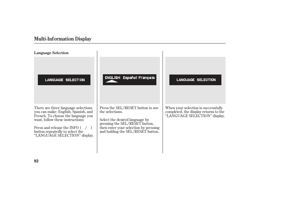 Multi-information display | HONDA 2013 Ridgeline User Manual | Page 100 / 424