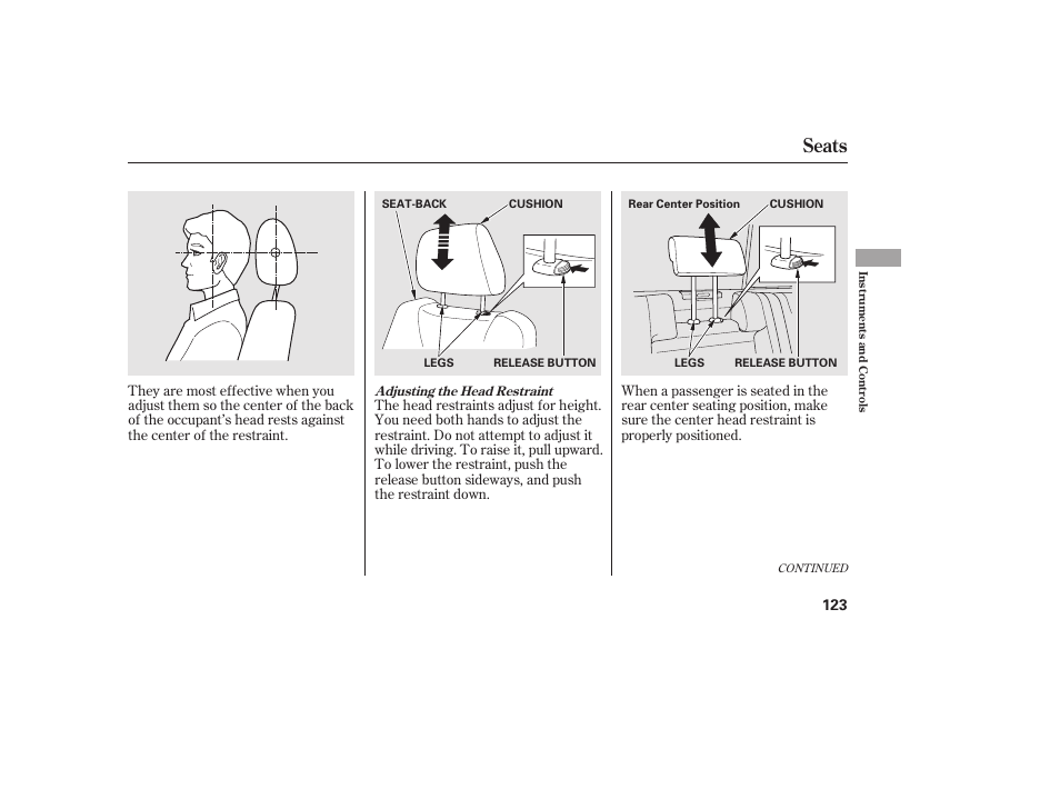 Seats | HONDA 2013 Ridgeline User Manual | Page 131 / 424