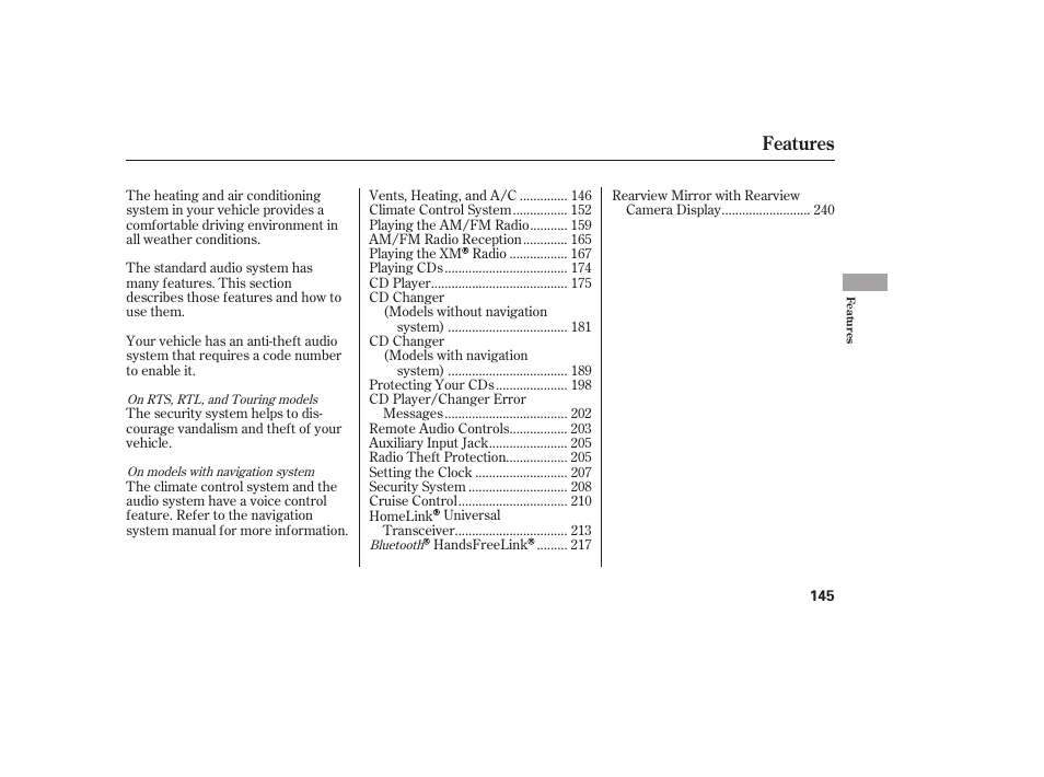 Features | HONDA 2013 Ridgeline User Manual | Page 153 / 424