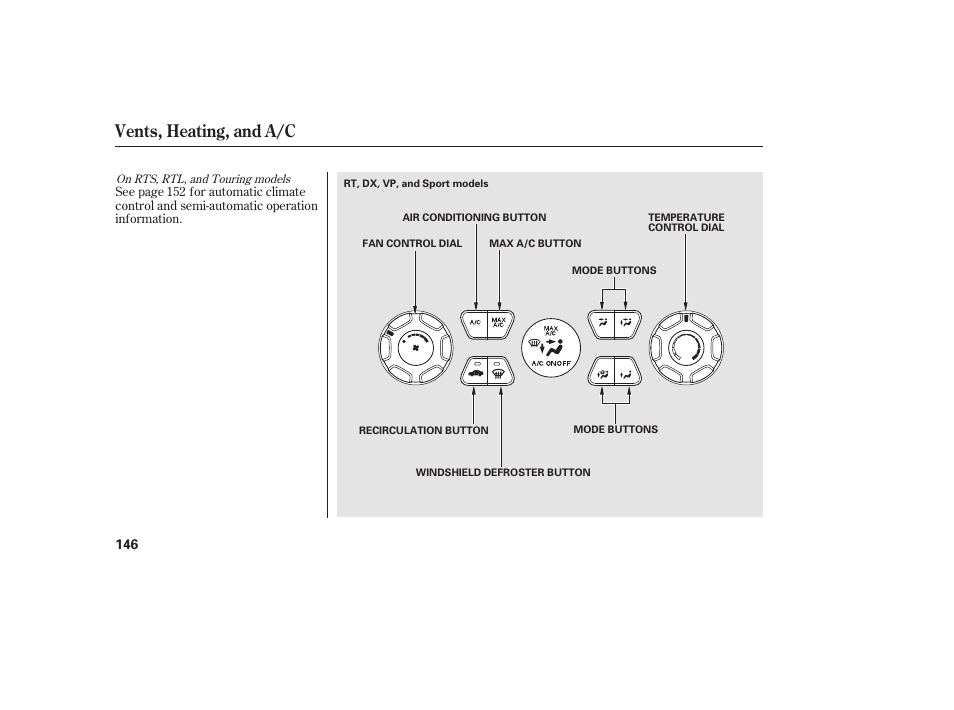 Vents, heating, and a/c | HONDA 2013 Ridgeline User Manual | Page 154 / 424