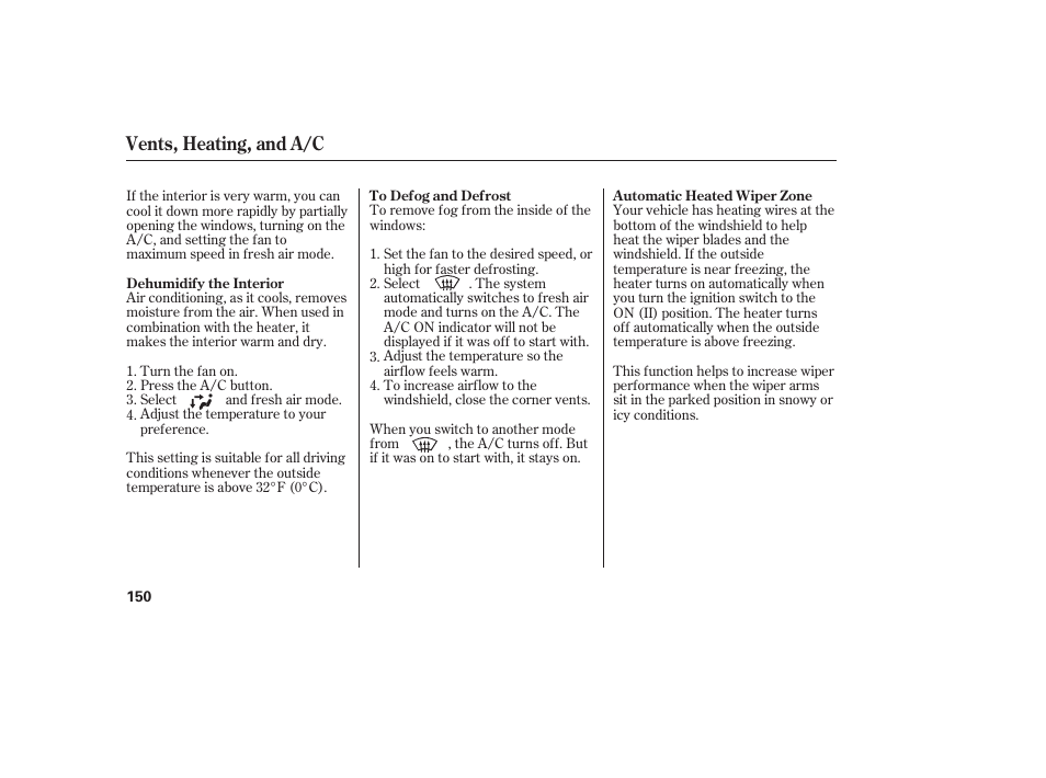 Vents, heating, and a/c | HONDA 2013 Ridgeline User Manual | Page 158 / 424