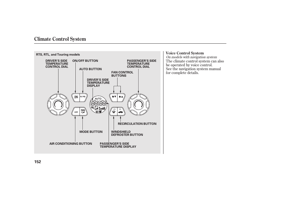 Climate control system | HONDA 2013 Ridgeline User Manual | Page 160 / 424