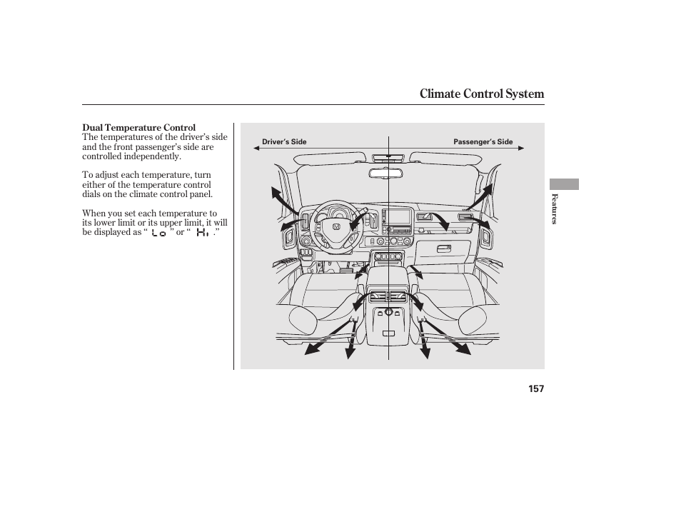 Climate control system | HONDA 2013 Ridgeline User Manual | Page 165 / 424