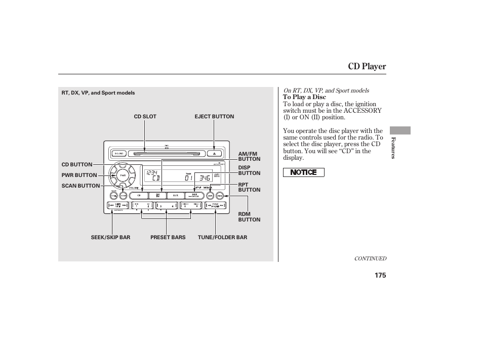 Cd player | HONDA 2013 Ridgeline User Manual | Page 183 / 424