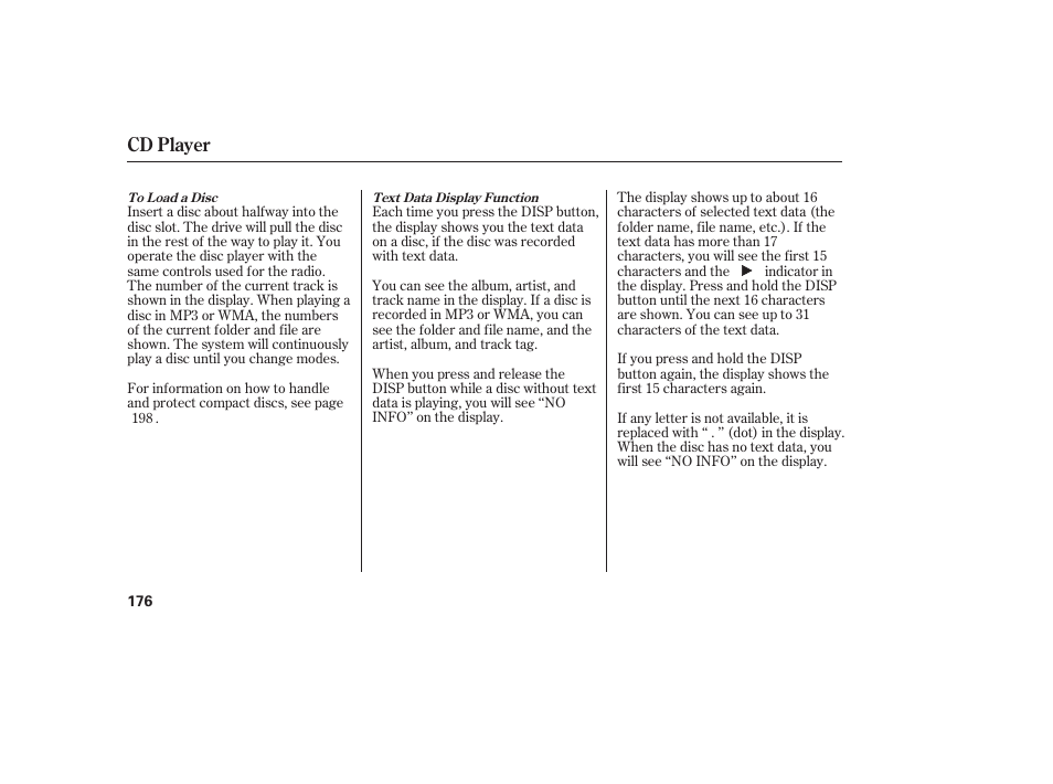 Cd player | HONDA 2013 Ridgeline User Manual | Page 184 / 424