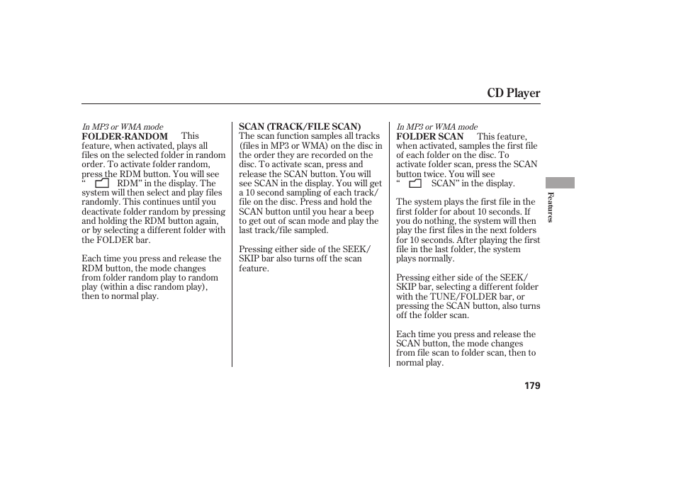 Cd player | HONDA 2013 Ridgeline User Manual | Page 187 / 424