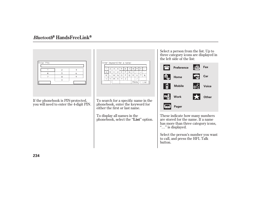 Handsfreelink, Bluetooth | HONDA 2013 Ridgeline User Manual | Page 242 / 424