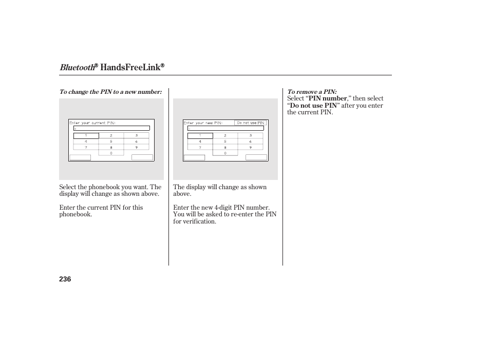 Handsfreelink, Bluetooth | HONDA 2013 Ridgeline User Manual | Page 244 / 424