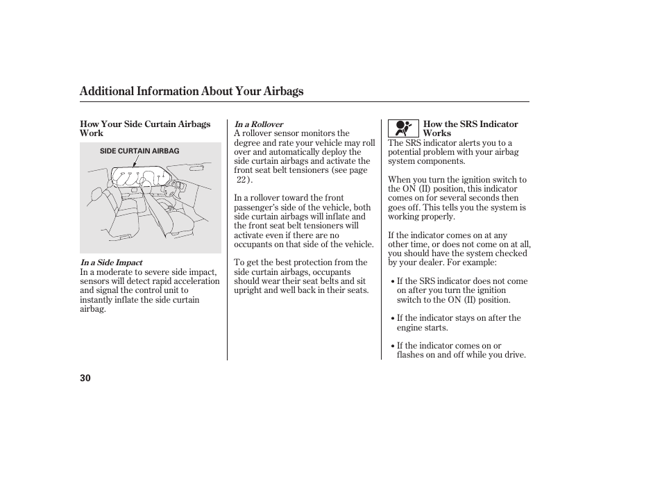 Additional information about your airbags | HONDA 2013 Ridgeline User Manual | Page 38 / 424