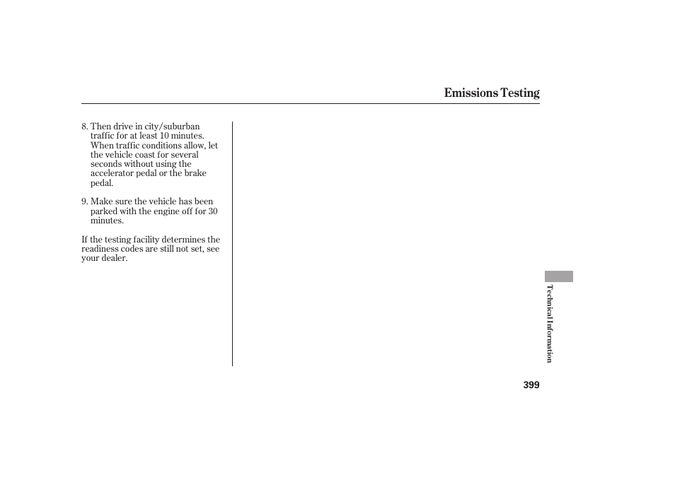 Emissions testing | HONDA 2013 Ridgeline User Manual | Page 407 / 424