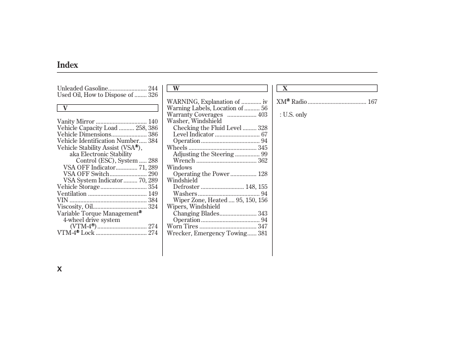 Index | HONDA 2013 Ridgeline User Manual | Page 423 / 424