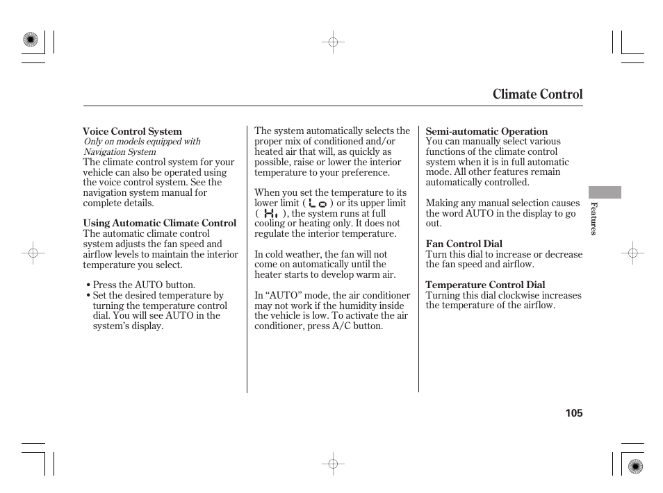 Climate control | HONDA 2011 Civic Hybrid User Manual | Page 111 / 374