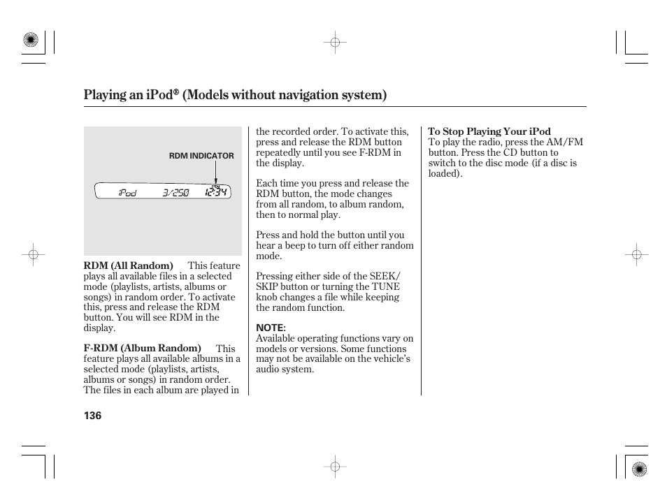 Playing an ipod (models without navigation system) | HONDA 2011 Civic Hybrid User Manual | Page 142 / 374