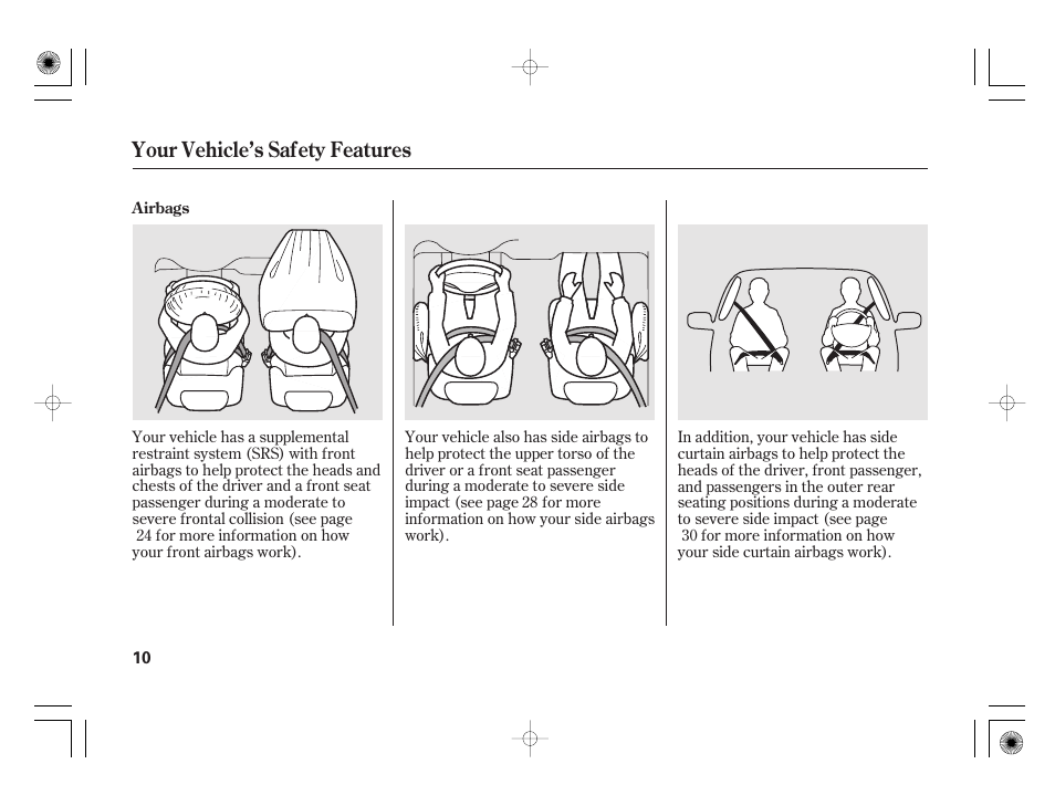 Your vehicle’s safety features | HONDA 2011 Civic Hybrid User Manual | Page 16 / 374