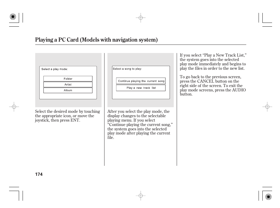 Playing a pc card (models with navigation system) | HONDA 2011 Civic Hybrid User Manual | Page 180 / 374