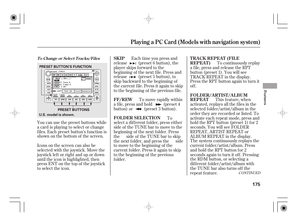 Playing a pc card (models with navigation system) | HONDA 2011 Civic Hybrid User Manual | Page 181 / 374