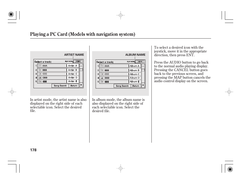 Playing a pc card (models with navigation system) | HONDA 2011 Civic Hybrid User Manual | Page 184 / 374