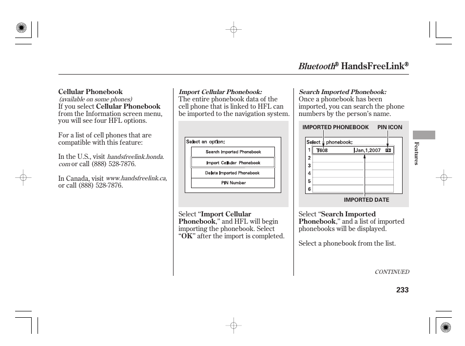 Handsfreelink, Bluetooth | HONDA 2011 Civic Hybrid User Manual | Page 239 / 374