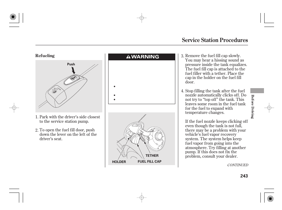 Service station procedures | HONDA 2011 Civic Hybrid User Manual | Page 249 / 374