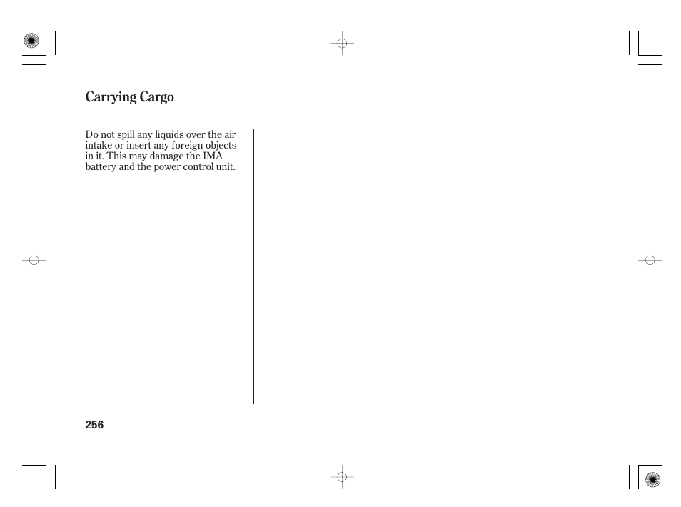 Carrying cargo | HONDA 2011 Civic Hybrid User Manual | Page 262 / 374