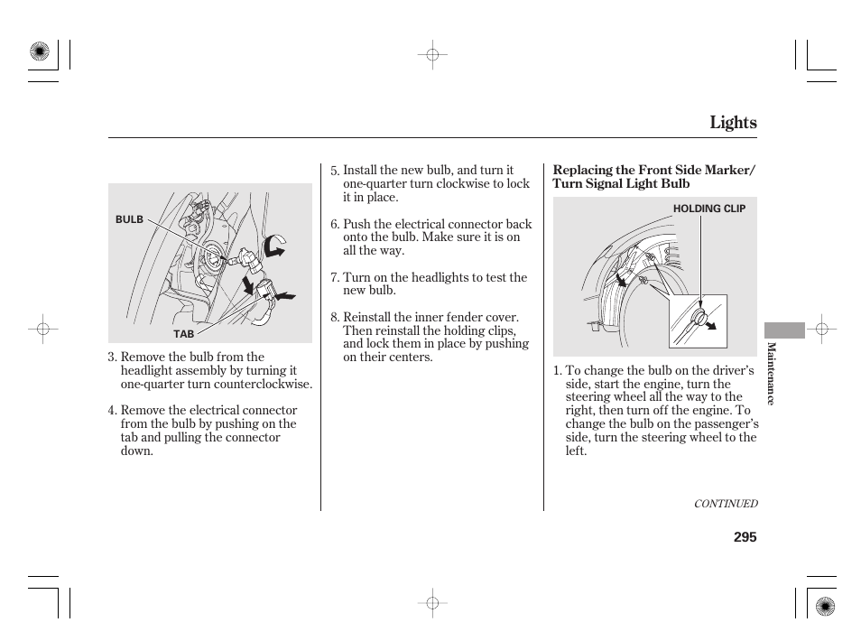 Lights | HONDA 2011 Civic Hybrid User Manual | Page 301 / 374