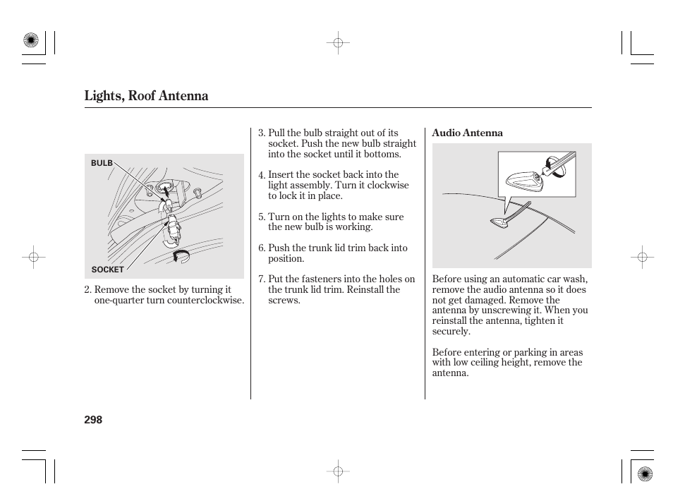 Lights, roof antenna | HONDA 2011 Civic Hybrid User Manual | Page 304 / 374