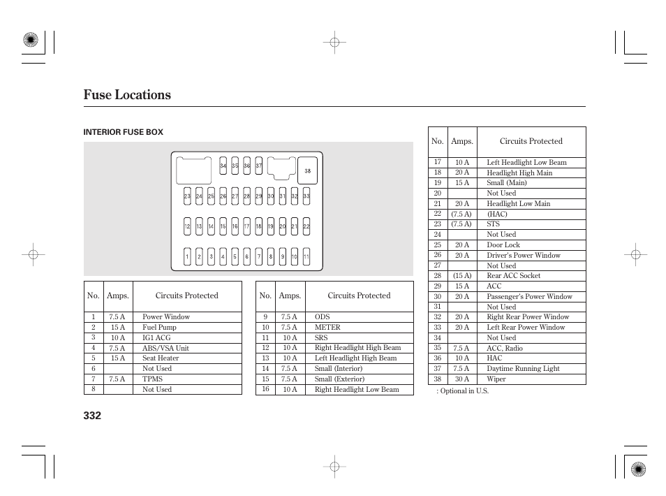 Fuse locations | HONDA 2011 Civic Hybrid User Manual | Page 338 / 374